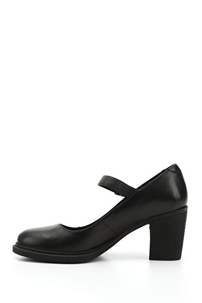 GÖNDERİ(R) Women's Black Thick Heeled Mary Jane Genuine Leather Shoes