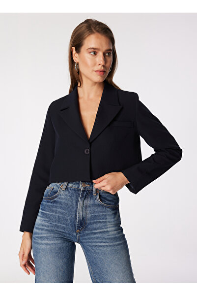 People By Fabrika Crop Lacivert Kadın Ceket SPBF4SL-CKT5502
