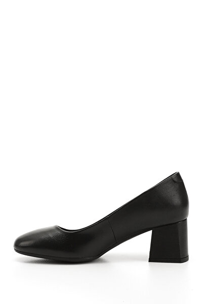 GÖNDERİ(R) Kadın / Kız Siyah Küt Burun Orta Kalın Topuklu Hakiki Deri Ayakkabı