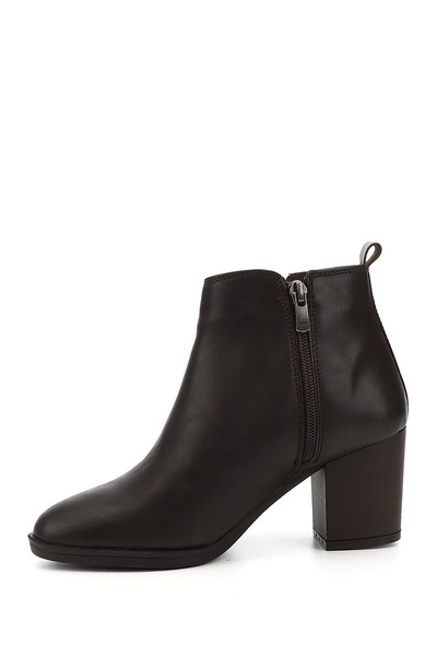 GÖNDERİ(R) Kadın Kahve Antik Fermuarlı Kalın Topuklu Bot