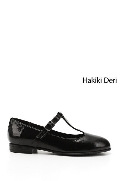 GÖNDERİ(R) Women/Girls Black Patent Leather Mary Jane Genuine Leather Ballerinas