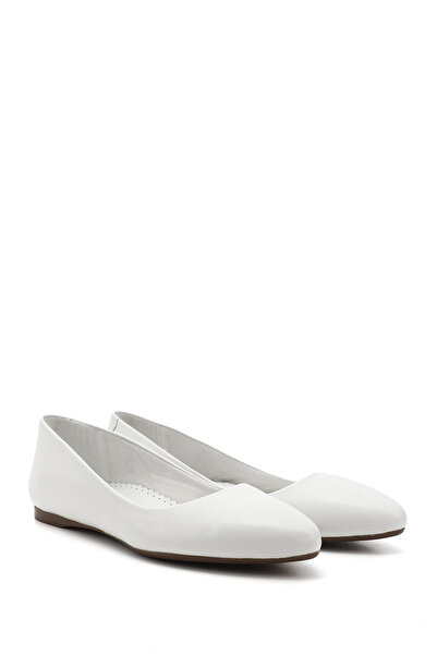 GÖNDERİ(R) Women / Girls White Pointed Toe Flat Sole Genuine Leather Ballerinas