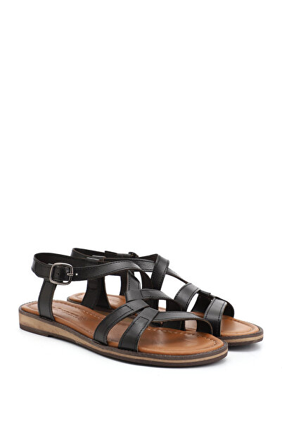 GÖNDERİ(R) Women/Girls Black Genuine Leather Sandals