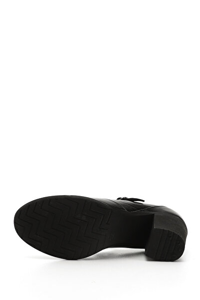 GÖNDERİ(R) Women/Girls Black Patent Leather Blunt Toe Medium Thick Heeled Genuine Leather Shoes