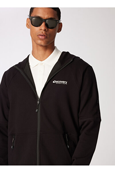 Discovery Expedition Siyah Erkek Kapüşon Yaka Relaxed Sweatmont DS4M-SWT3232