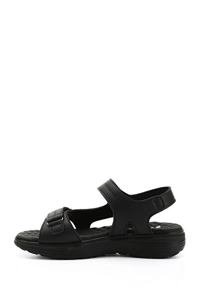 GÖNDERİ(R) Women's Black Velcro Strap Wedge Heel Comfort Sandals