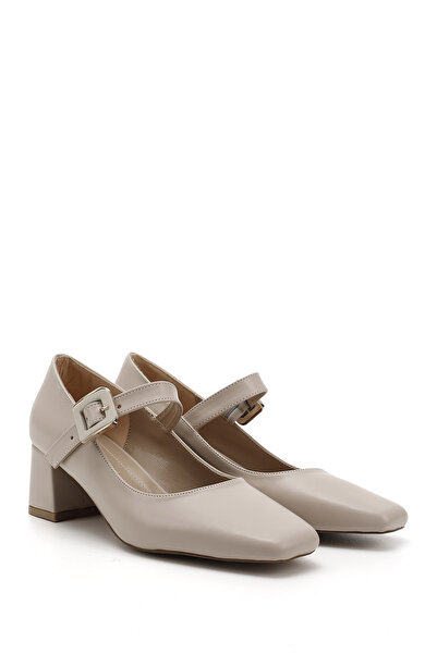 GÖNDERİ(R) Kadın / Kız Ten Küt Burun Kare Ökçe Mary Jane Ayakkabı