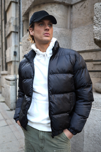 Danger Ανδρικό πουπουλένιο παλτό Oversize Μαύρο Αντιανεμικό