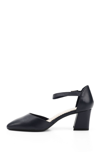 GÖNDERİ(R) Kadın / Kız Lacivert Antik Bilekten Bağlı Orta Topuklu Hakiki Deri Ayakkabı