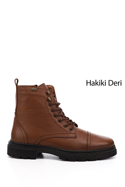 GÖNDERİ(R) Taba Floter Gön Hakiki Deri Fermuarlı Bağcıklı Erkek Postal Bot 81501