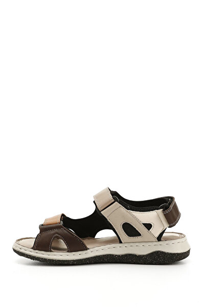 GÖNDERİ(R) Women's Tabaya Mink Velcro Strap Wedge Heel Genuine Leather Comfort Sandals