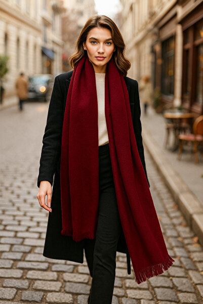 Luminos Butik Women's Burgundy Puff Scarf-Shawl Sal1206