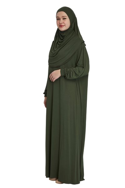 TRModam ثوب صلاة عضوي من قطعة واحدة - لون كاكي