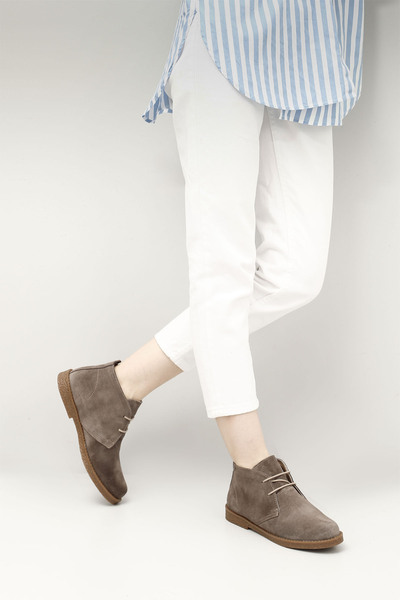 GÖNDERİ(R) Kadın Vizon Süet Oxford Kalıp Kauçuk Taban Hakiki Deri Bot