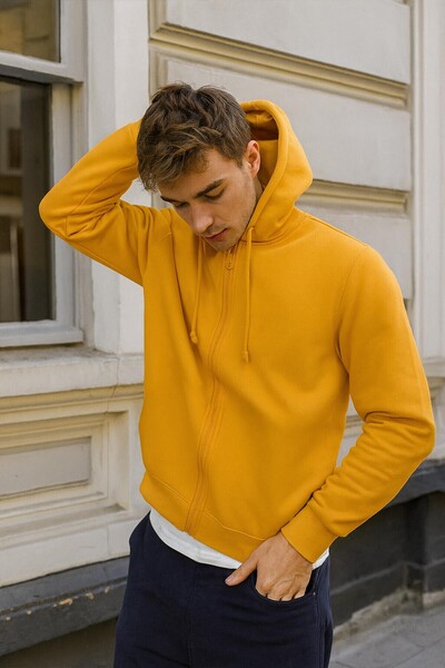 MARKAPIA Мъжка суитшърт с качулка, цип и подплата от полар