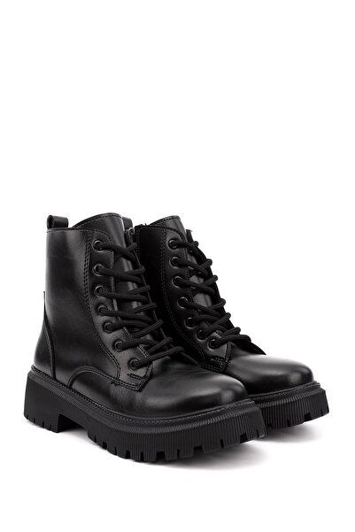 GÖNDERİ(R) Γυναικείες/Κορίτσια Μαύρες Μπότες με Χοντρό Τακούνι με Φερμουάρ