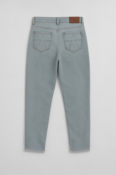 Bluewhite Women's Ice Blue Ripped Detailed Mom Jean Trousers