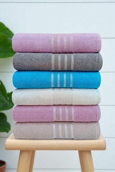 asev tekstil 90X150 cm Large Bath Towel – Pack of 6