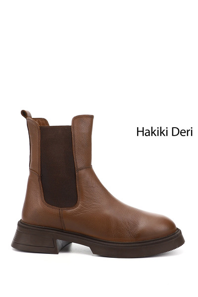 GÖNDERİ(R) Dámské/dívčí boty Chelsea Boots z pravé kůže Tan Floter se silnou podrážkou