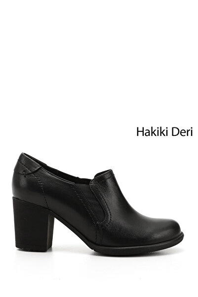 GÖNDERİ(R) Kadın / Kız Siyah Orta Kalın Topuklu Hakiki Deri Ayakkabı