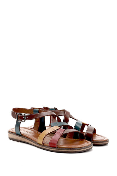 GÖNDERİ(R) Women / Girls Brown to Red Yellow Genuine Leather Sandals