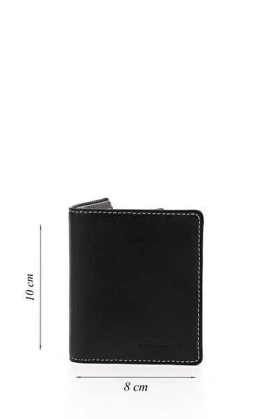 GÖNDERİ(R) Чоловічий чорний антрацитовий гаманець з натуральної шкіри
