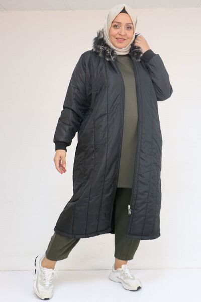 Eslina 33093 Μπουφάν με κουκούλα με καπιτονέ-Μαύρο