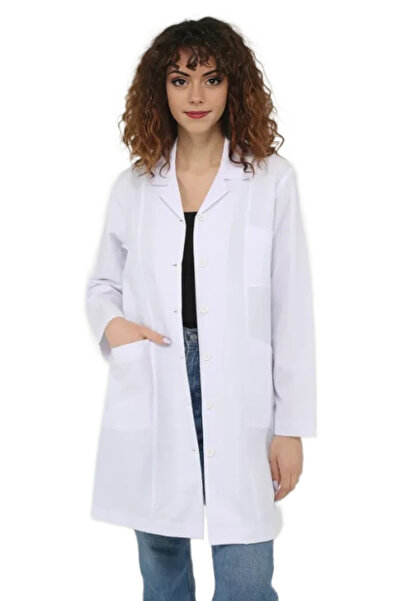 Netto İş Elbiseleri Kadın Beyaz Klasik Yaka Doktor Önlüğü Hemşire Eczacı Öğre...