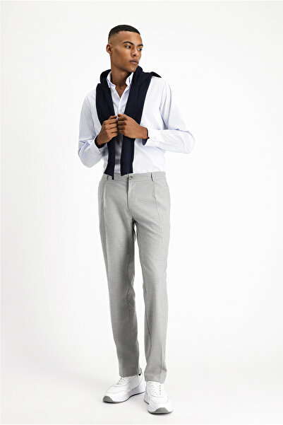 Kiğılı Slim Fit Dar Kesim Likralı Pileli Klasik Kumaş Pantolon