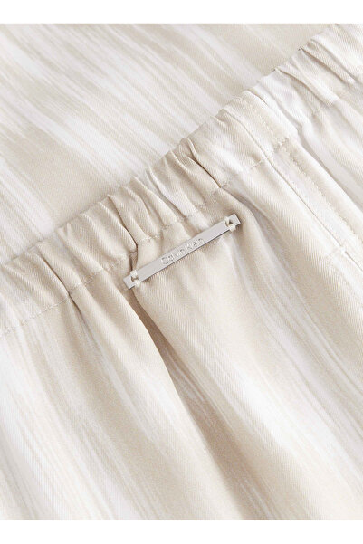 Calvin Klein Bağlamalı Bel Normal Bej Kadın Pantolon WOOD GRAIN TWILL PYJAMA PANT