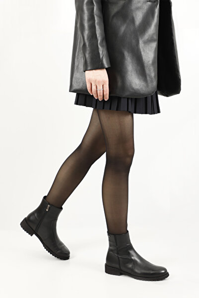 GÖNDERİ(R) Kadın / Kız Siyah Fermuarlı Kauçuk Taban Hakiki Deri Bot