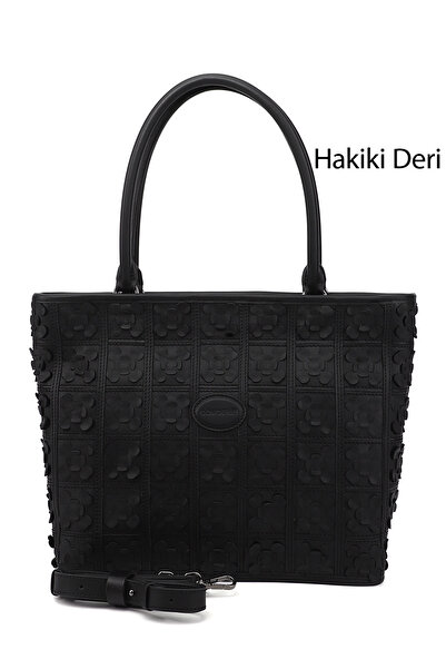 GÖNDERİ(R) Women / Girls Black Genuine Leather Hand and Shoulder Bag