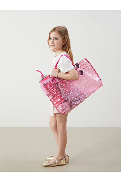 LC Waikiki Pink Barbie Printed Girl's Beach Bag