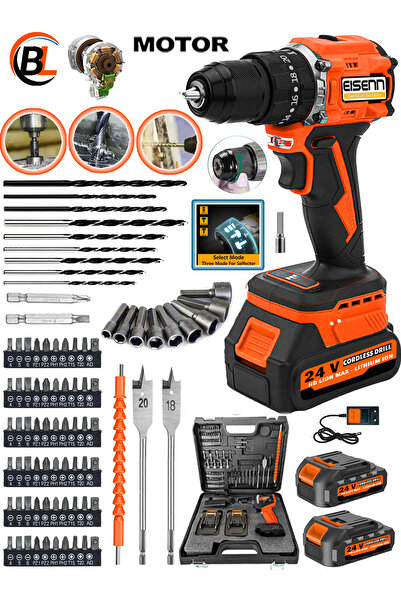 Eisenn Germany Brushless Kömürsüz Bl Motor 21v 4 Ah Çift Akülü 013 Vidalama Matkap Set Hediyeli