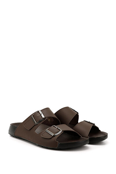 GÖNDERİ(R) Men's coffee antique buckle slippers