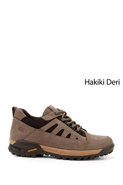 GÖNDERİ(R) Men's Sand Nubuck Lace-Up Rubber Sole Genuine Leather Sneaker
