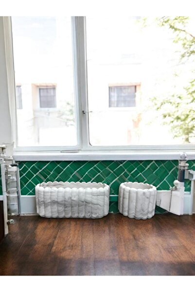 EL YAPIMI Tezgah Üstü Sabunluk, Süngerlik Mermer Desen 2'li Set