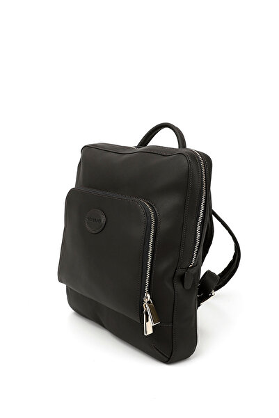 GÖNDERİ(R) Women's Black Genuine Leather Handbag and Backpack