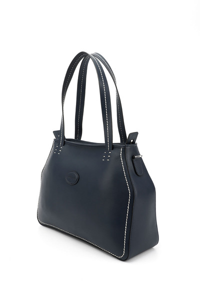 GÖNDERİ(R) Women / Girls Navy Blue Genuine Leather Hand and Shoulder Bag