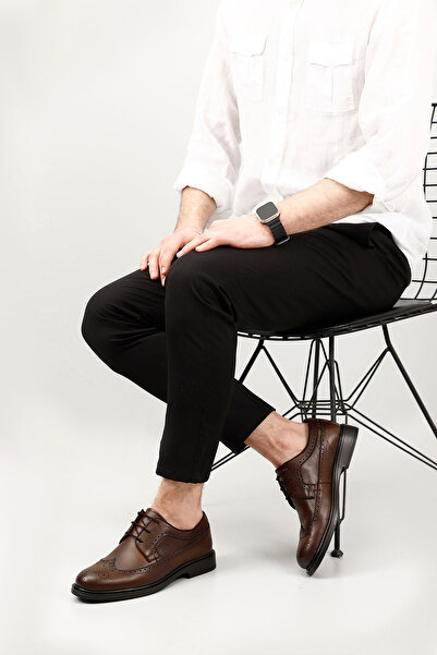 GÖNDERİ(R) Men's Tan Antique Laced Genuine Leather Classic Shoes