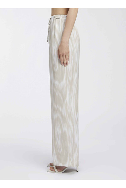 Calvin Klein Bağlamalı Bel Normal Bej Kadın Pantolon WOOD GRAIN TWILL PYJAMA PANT