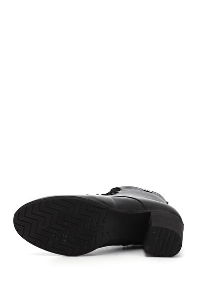 GÖNDERİ(R) Kadın Siyah Fermuarlı Kalın Topuklu Hakiki Deri Postal Bot