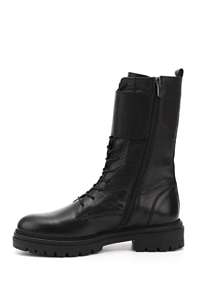 GÖNDERİ(R) Γυναικείες/Κορίτσια Μαύρες Γνήσιες Δερμάτινες Μπότες με φερμουάρ