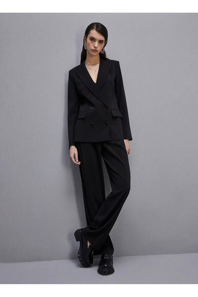 Patrizia Pepe Siyah Kadın Kruvaze Yaka Standart Blazer 8S0483