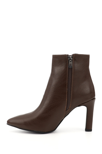 GÖNDERİ(R) Kadın / Kız Kahverengi Fermuarlı Sivri Burun İnce Topuklu Bot
