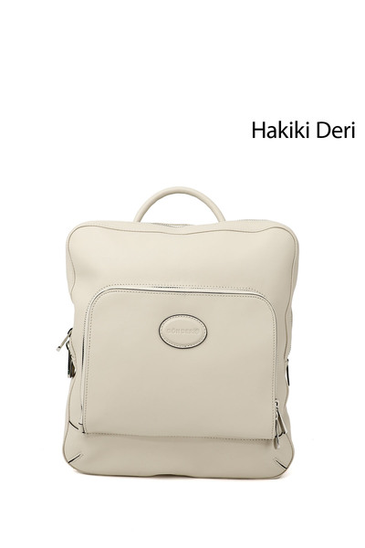 GÖNDERİ(R) Women / Girls Beige Genuine Leather Handbag and Backpack