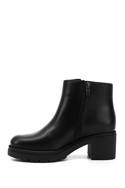 GÖNDERİ(R) Kadın / Kız Siyah Fermuarlı Kalın Topuklu Hakiki Deri Bot
