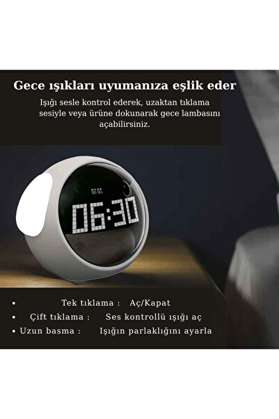 Trend Store Çok Fonksiyonlu Emoji Çocuk Çalar Saat Ses Kontrollü Masa Üstü Alarmlı Ve Kurmalı