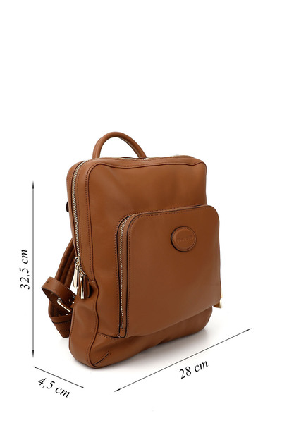 GÖNDERİ(R) Women's Tan Genuine Leather Handbag and Backpack