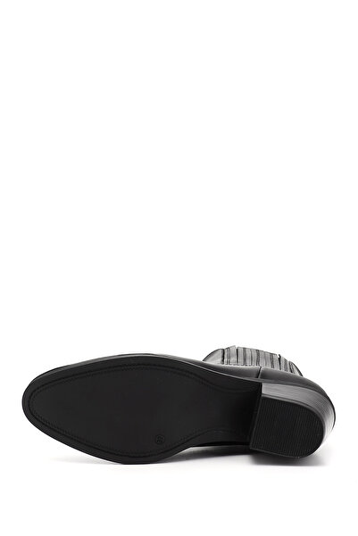 GÖNDERİ(R) Kadın Siyah Kalın Topuklu Hakiki Deri Kovboy Bot